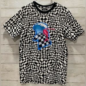Pink Dolphin Checkered Mens Graphic T-shirt Size Medium 100% Cotton READ